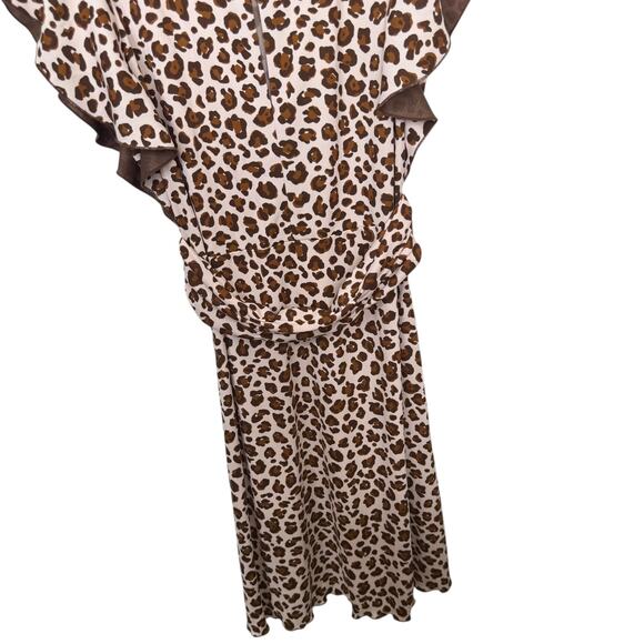 Tory Burch Gladys Ruffle Sleeve Leopard Print Cocktail Dress Keyhole Neck Small - Picture 7 of 12